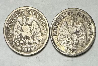 2 1889 Silver Republica Mexicana 10 Centavos!!! Ultra Rare Finds!!$$  Nr #40797 • $0.01