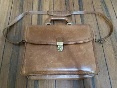 Vintage Georgetown Design Briefcase Brown Leather Executive Work Bag W/ KEY • $39.95