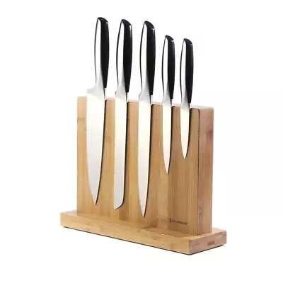 Luxury Double Sided Bamboo Magnetic Knife Block Holder Without Knives With En... • $55.30
