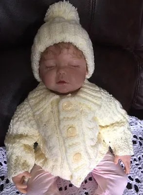 Aran Baby Cardigan And Hat Pattern. VR51 • £3.70