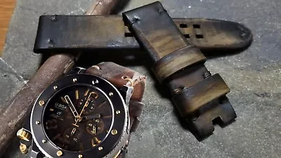 23mm For U-Boat U42 Unicum Handmade Watch Strap Oiled Leather Length 200mm • £43.39