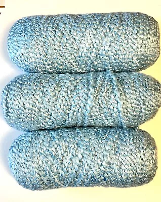3 Skeins Sky Blue Boucle Bulky Fashion Yarn Acrylic 20 Oz Total Mill Ends New • $16.95