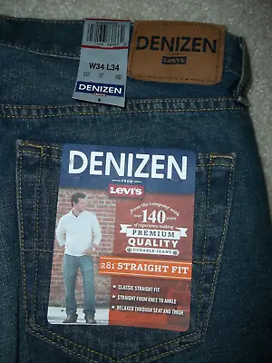  Mens Levi's Denizen 281 Straight Fit Jeans 34x34 - New With Tags • $19.29