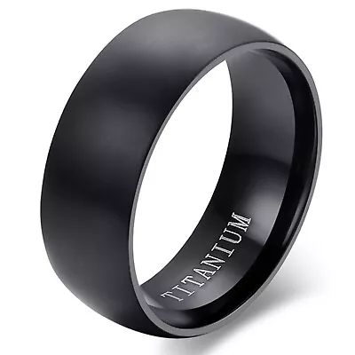 8MM Men Womens Black Titanium Ring Couples Engagement Wedding Band Size 6 To 14 • $9.99