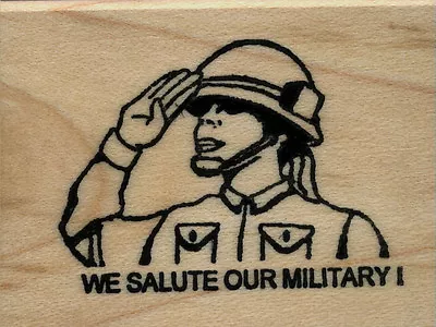 Mounted Rubber Stamp WE SALUTE OUR MILITARY! Female Soldier  1 1/2  X 1 3/4  • $8.49