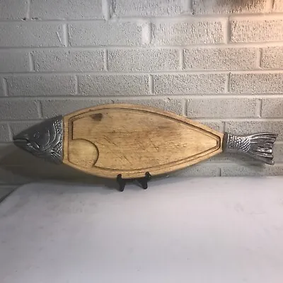 Mid-Century Wood & Metal Charcuterie Board 28” (29) • $24