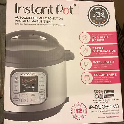 Instant Pot IP-DUO60 V3 6 Quart Brushed Stainless Program Pressure Cooker • $60