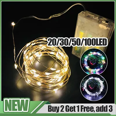 Battery Operated LED Fairy Lights 2M 3M 5M 10M Xmas String Lights Party Wedding • £4.36