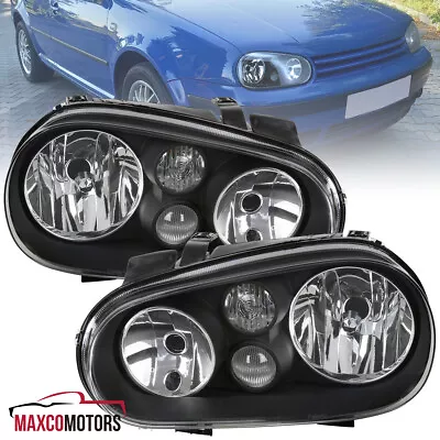 Black Headlights Fits 1999-2006 VW Golf GTI MK4 W/ Built-in Projector Fog Lamps • $84.49