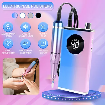40000RPM Rechargeable Portable Electric Nail Drill File Manicure Machine • $59.96