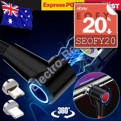 $5.95 • Buy 360° Magnetic I-Product Cable/Micro/Type C USB Fast Charging Charger For IPhone