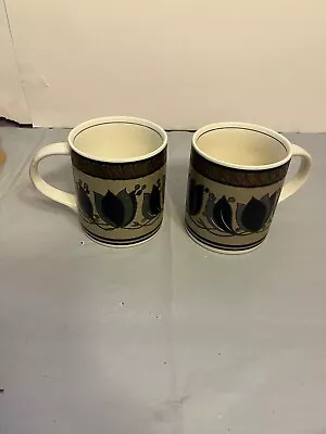 Set Of 2 Two Mikasa Intaglio Arabella CAC01 Large Jumbo Coffee Mugs EUC • $19.99