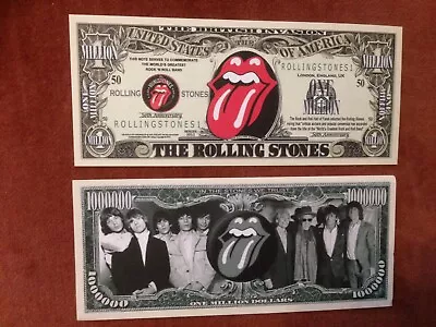 Two Rolling Stones One Million Dollars Doublesided Novelty Banknotes. • £1.95