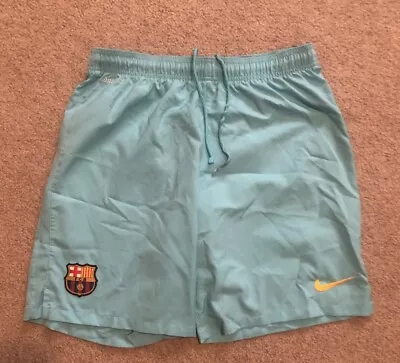 NIKE BARCELONA 2014 2015 GOALKEEPER FOOTBALL SOCCER SHORTS 610599-419 Sz L MEN • $28