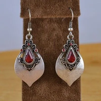 Vintage 925 Silver Ear Hook Moonstone Dangle Drop Earrings Women Wedding Jewelry • $2.11