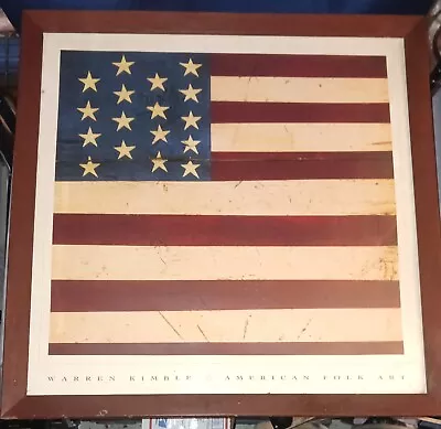$25 • Buy Warren Kimble American Folk Art Flag Print Framed