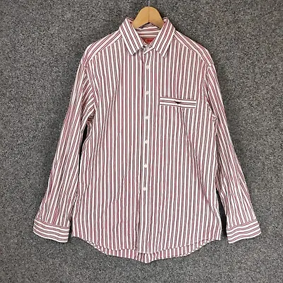RM Williams Mens Button Up Shirt Size M Medium Red Striped Long Sleeve • $34.95