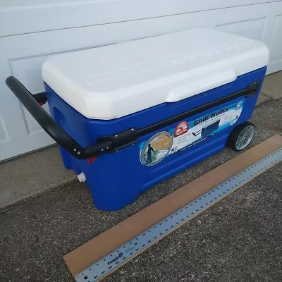 Igloo 110 Qt. Glide Ice Chest Cooler With Wheels Blue 5 Day Cooler Telescoping • $99