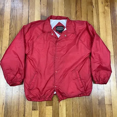 Vintage 90s Canyon Guide Snap Front Windbreaker Mens L Lined Coach Nylon Red • $9.46