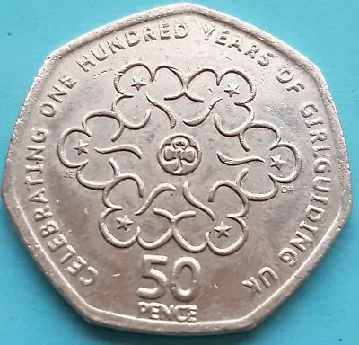UK 2010 50p Coin Celebrating 100 Years Girl Guilding UK Fifty Pence Coin • £1.55
