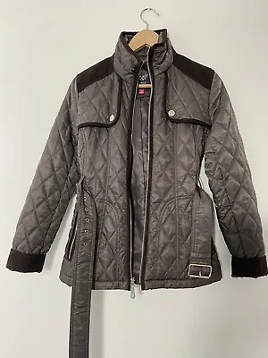 Vince Camuto Jacket Coat Womens Size XS Quilted With 2 Tone Brown And Belt • $55