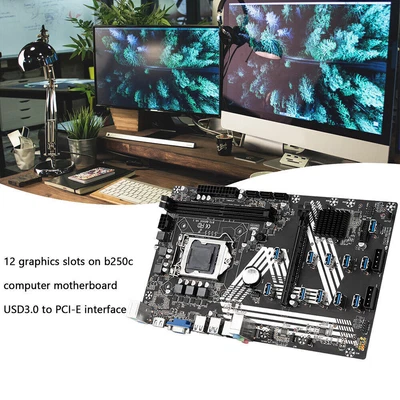 B250S ETC Miner Motherboard PCIe X16 Graphics Card Slot Supports DDR4 DIMM RAM • $138.39
