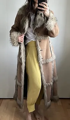 Faux Fur Coat Borg Maxi Size 14 Fits 12 Perfect Shape • £160