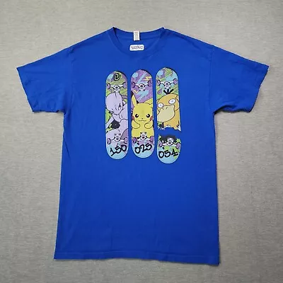 Pokemon T Shirt Mens Large Blue Skateboards Mewtwo Pikachu Psyduck • $14.99