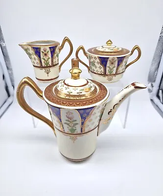 Stunning Japanese Antique Meito China Signed Art Deco Style Teapot Bowl & Jug • £39.99