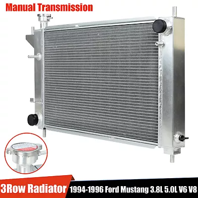 3 Row Aluminum Core Radiator For 1994-1995 Ford Mustang GT GTS SVT 3.8/5.0L MT • $103.99