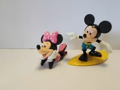 Vintage Mickey And Minnie Mouse Cake Topper Figures Beach Surfboard Deco-Pac • $20