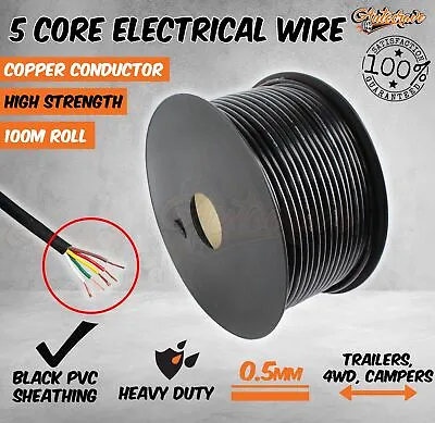 $129.95 • Buy 100M X 5 Core Wire Electrical Cable Extension Roll Car Trailer Caravan V90 PVC