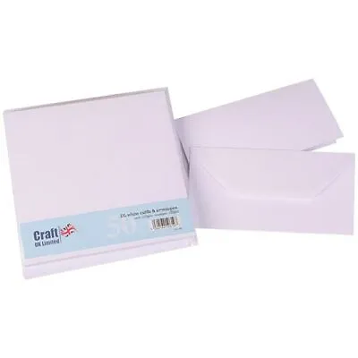 Craft UK DL Card Blanks & Envelopes White | 50 Pack • £5.99