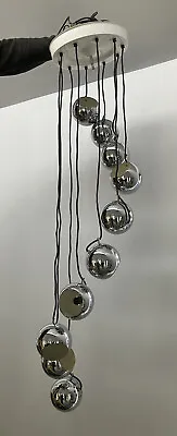 Mid Century 1960s Atomic Space Age Chrome Ten Light Cascading Chandelier Lamp • $726.20