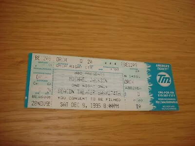 Michael Jackson HBO One Night Only 9th December 1995 Tour Concert Ticket Unused • £49.99