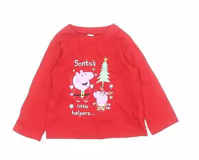 F&F Baby Red Cotton Pullover Polo Size 18-24 Months Round Neck Pullover - Peppa  • £2.75