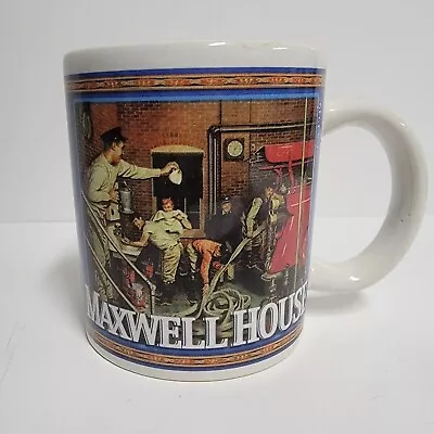 Vintage Maxwell House Coffee Mug Circa 1949 Firehouse Truck Shoveling Snow • $5.99
