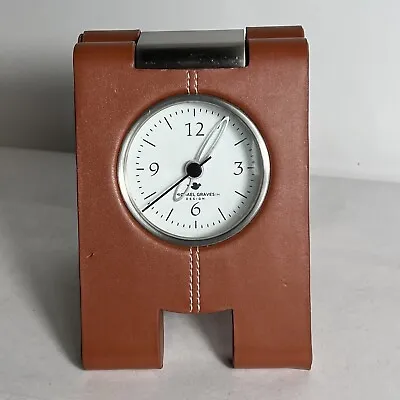 Michael Graves A-Frame Modern Desk Clock ~ Faux Saddle Stitched Leather • $25.40
