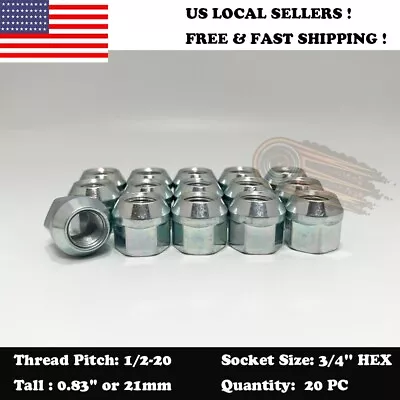 20pc 1/2-20 Zinc 3/4'' Hex Open End Wheel Lug Nuts Fit Ford Lincoln More • $15.49