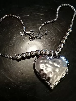 Marks And Spencer Heart Pendant Necklace 16 Inch Chain Great Size Very Tactile • £19