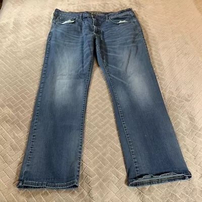 American Eagle Mens 38x30 Denim Jeans Blue Original Straight Medium Wash Stretch • $19.99