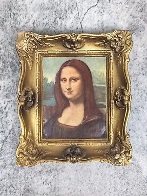 Vintage Mirrart Mona Lisa Leonardo Da Vinci Frame Picture Wall Art Mini 5.5  • $29.95