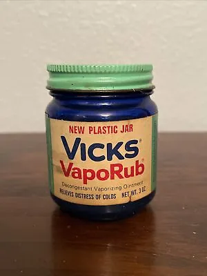 Vintage Vicks VapoRub Blue Plastic Jar Container With Lid • $29