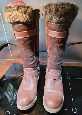£16.99 • Buy Pavers Women's Brown Faux Fur Faux Leather Zip Knee High Boots UK Size 7 EU 40 