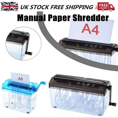 £14.56 • Buy Mini Hand Shredder Personal Cross Cut Manual A4/6 Paper Hand Cutting Home Office