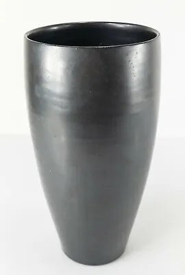 Vintage Mid Century Modern Matte Black Glazed French Art Pottery Vase • $150