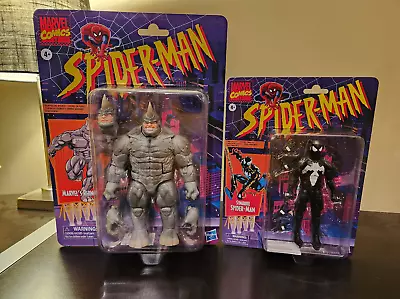 Spider-Man Marvel Legends Retro Card Rhino & Black Costume Symbiote Spiderman • $99.99