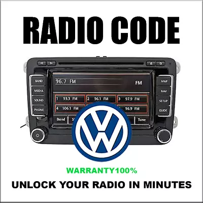 Unlock Navigation Vw Radio Codes Full Series Rns510 Rcd510  Rcd300 Fast Service • $7.99