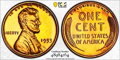 1953 Lincoln Cent PR66RD PCGS DDO FS-101 Some Color Near Edges True View • $115