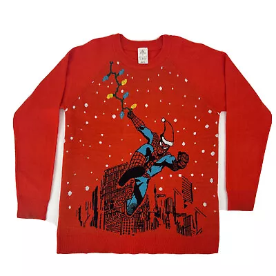 Disney Marvel Spiderman Light Up Ugly Christmas Sweater Men's M Red • $49.99